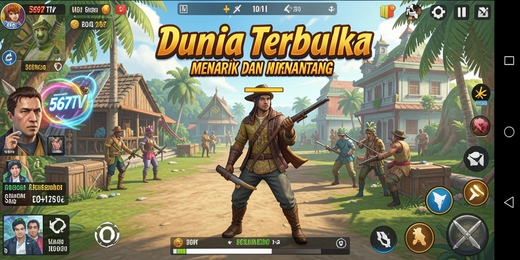 Screenshot gameplay Open World 567TV yang menampilkan eksplorasi karakter.