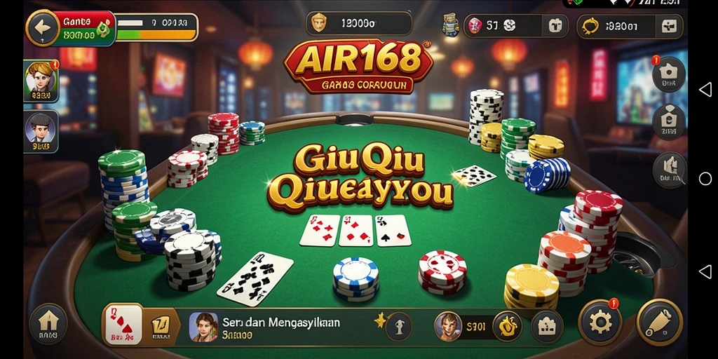 Screenshot utama AIR168 menampilkan suasana seru permainan QiuQiu.
