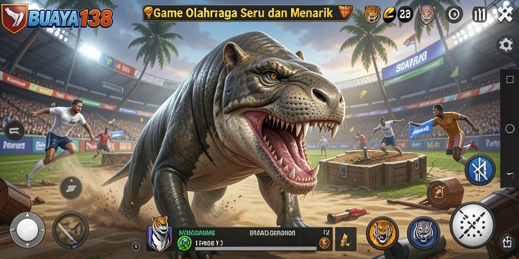 Tampilan gameplay seru dari BUAYA138, menampilkan aksi olahraga yang mendebarkan.