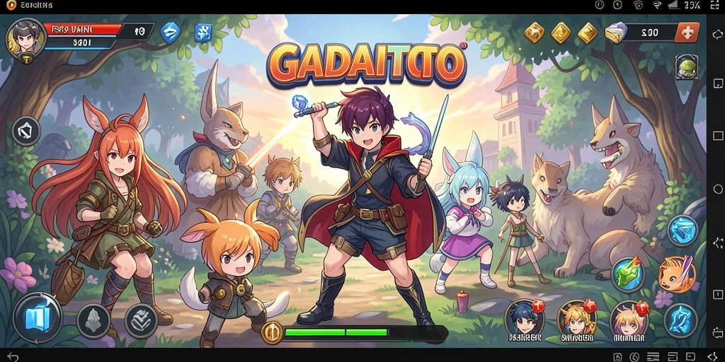 Screenshot GADAITOTO menampilkan aksi seru dalam pertarungan karakter anime.