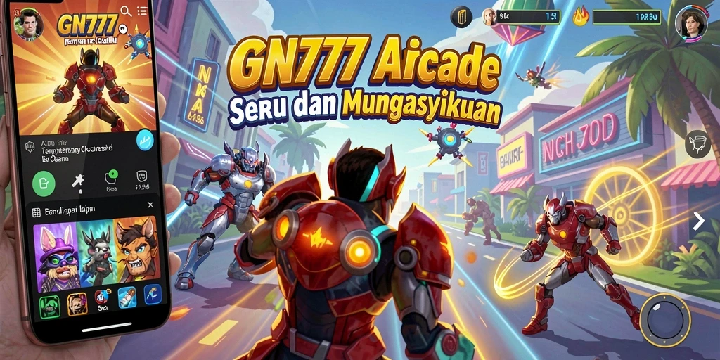 Screenshot menunjukkan aksi seru gameplay GN777 dengan karakter dinamis di level menarik.