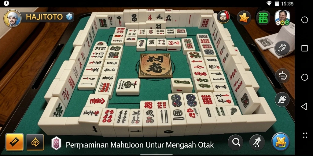Tampilan gameplay HAJITOTO yang menarik dengan ubin Mahjong berwarna-warni.