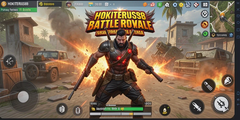 Gameplay mendebarkan HOKITERUS88 dalam aksi Battle Royale.