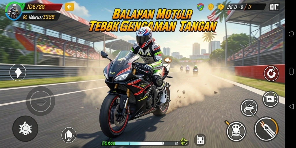 Gameplay menegangkan dalam ID6788 dengan balapan motor yang cepat.