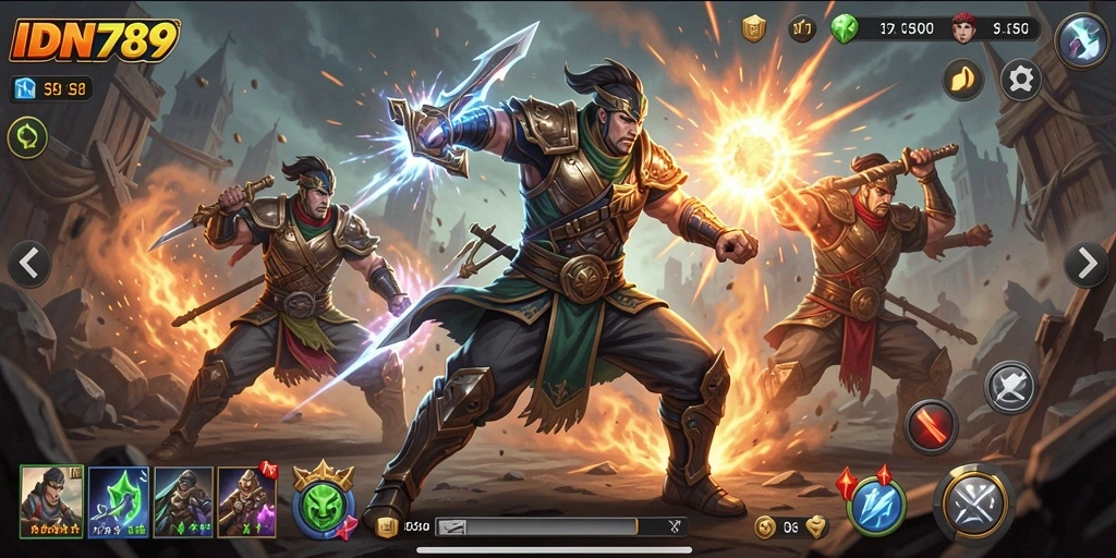 Screenshot gameplay IDN789 menampilkan aksi pertempuran yang mendebarkan.