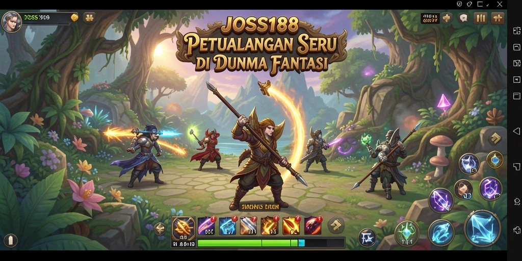 Tampilan gameplay JOSS188 dengan karakter menjelajahi dunia petualangan.