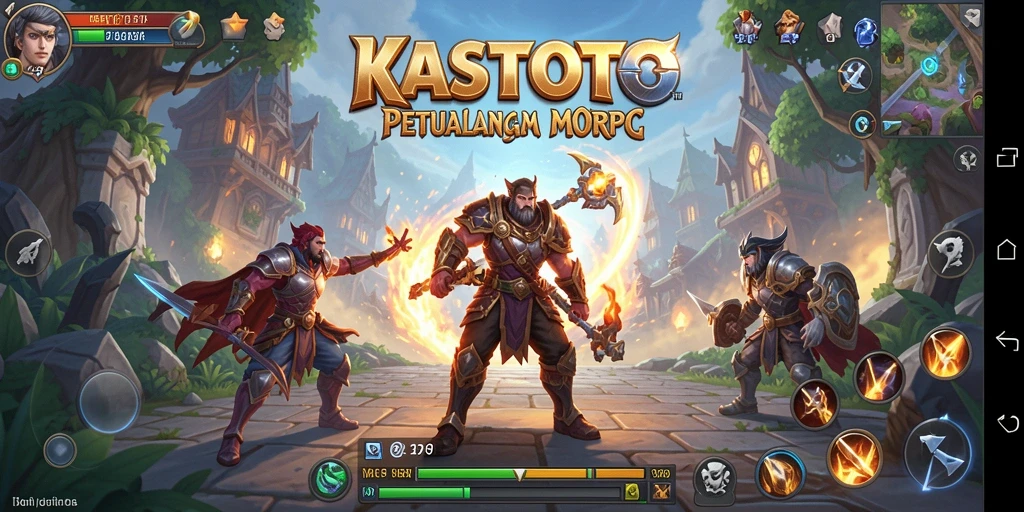 Screenshot gameplay KASTOTO yang menunjukkan pertarungan epik di dunia MMORPG.