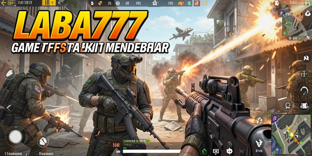 Tangkapan layar LABA777 menunjukkan pertempuran intens dalam dunia FPS.