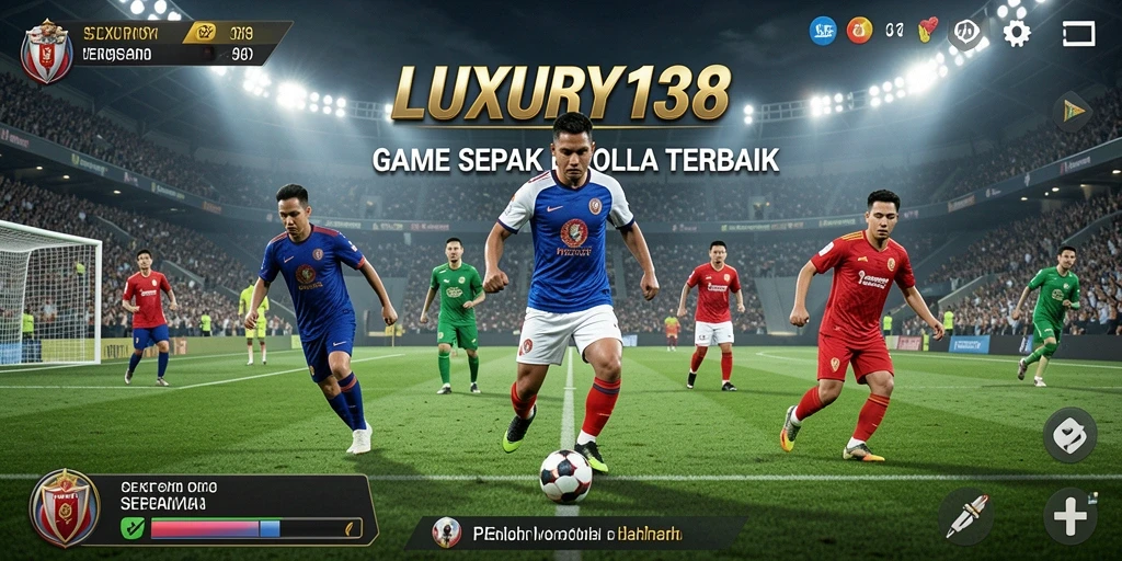 Tampilan gameplay seru dalam LUXURY138 yang menampilkan aksi sepak bola.