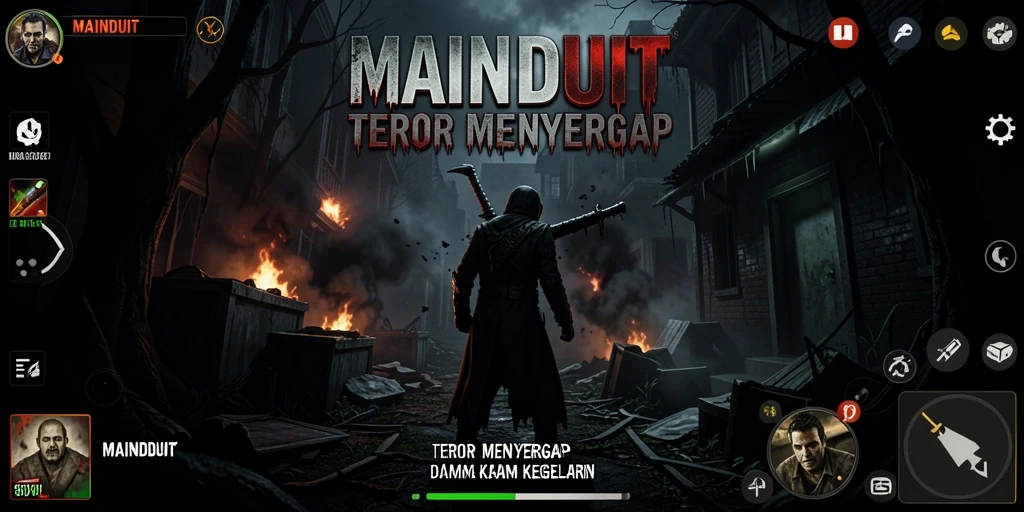 Tangkapan layar gameplay MAINDUIT yang memperlihatkan suasana Horror yang mendebarkan.
