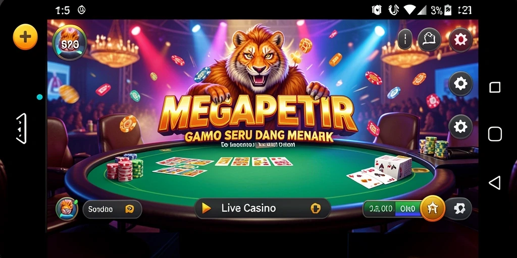 Tampilan gameplay seru dan mendebarkan di MEGAPETIR Live Casino.