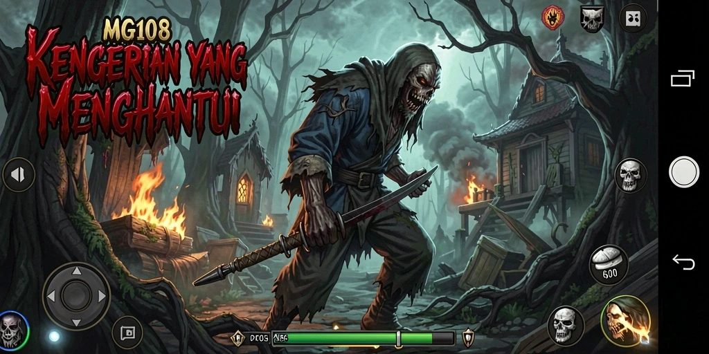 Tampilan mendebarkan gameplay MG108 dengan suasana menyeramkan.
