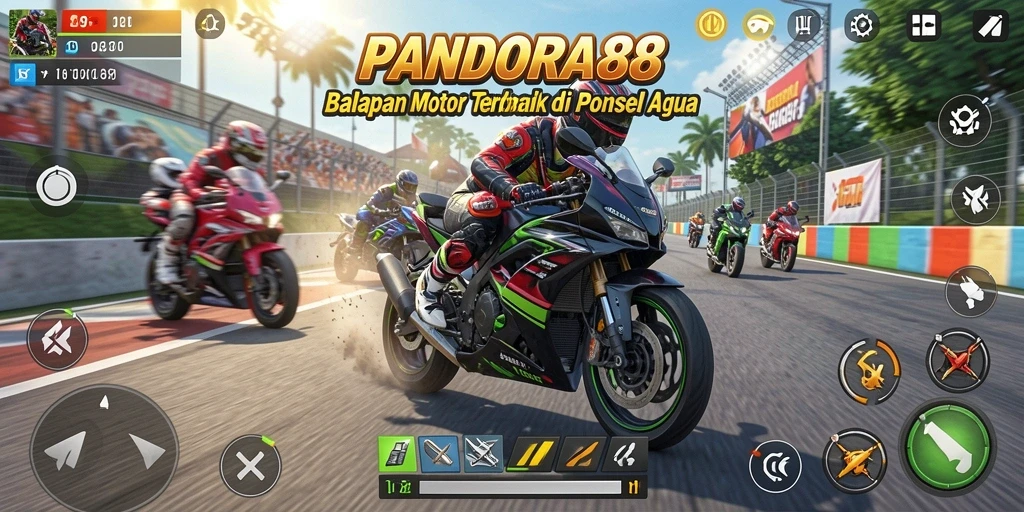 Screenshot permainan PANDORA88 yang menunjukkan aksi balapan seru.
