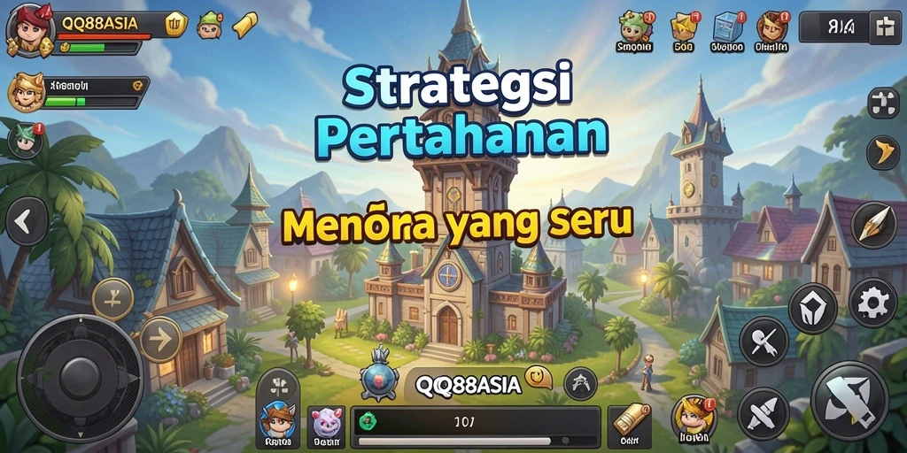 Screenshot menunjukkan aksi menara pertahanan dalam QQ88ASIA.
