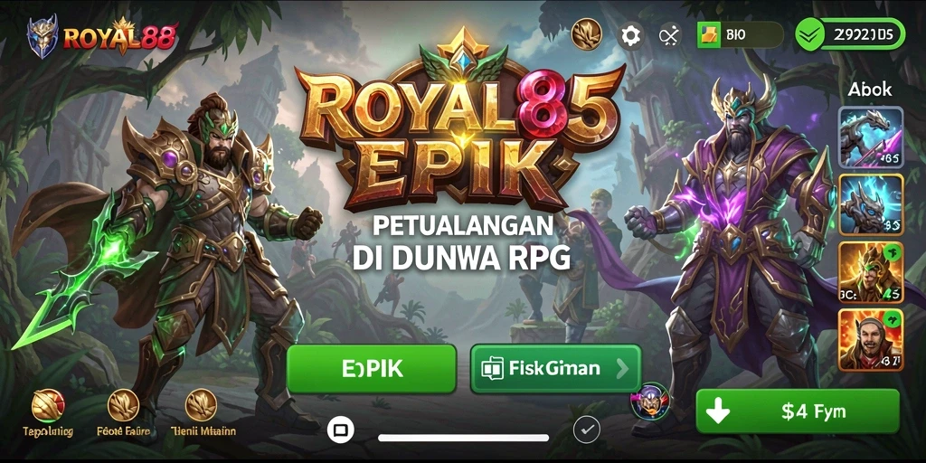 Screenshot utama ROYAL88 menampilkan aksi seru dalam pertempuran RPG.