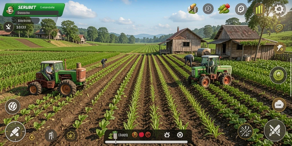 Screenshot utama <strong>SERUBET</strong> menunjukkan gameplay yang menarik dan seru dalam bertani.